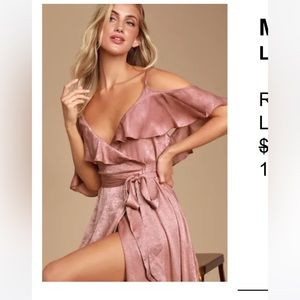 Lulus Moriah Rose Satin Wrap Maxi Dress